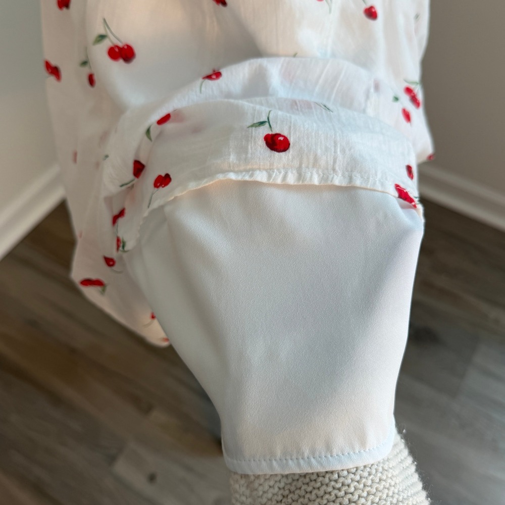 Abercrombie Kids Cherry Print Dress Kids 17/18 White‎ Cotton Pockets Cottagecore - Picture 9 of 10